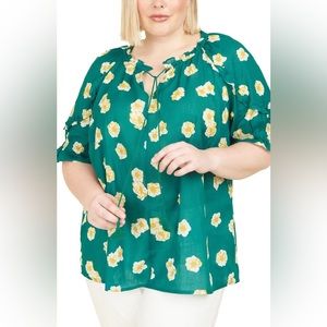 NWOT Daniel Rainn Floral Print Short Sleeve Top